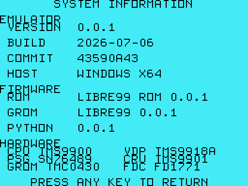 System information screen