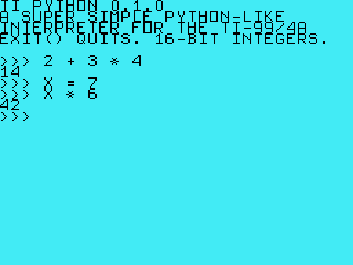 TI PYTHON interpreter prompt on Libre99