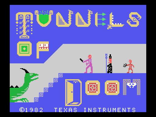 Tunnels of Doom title screen running on Libre99